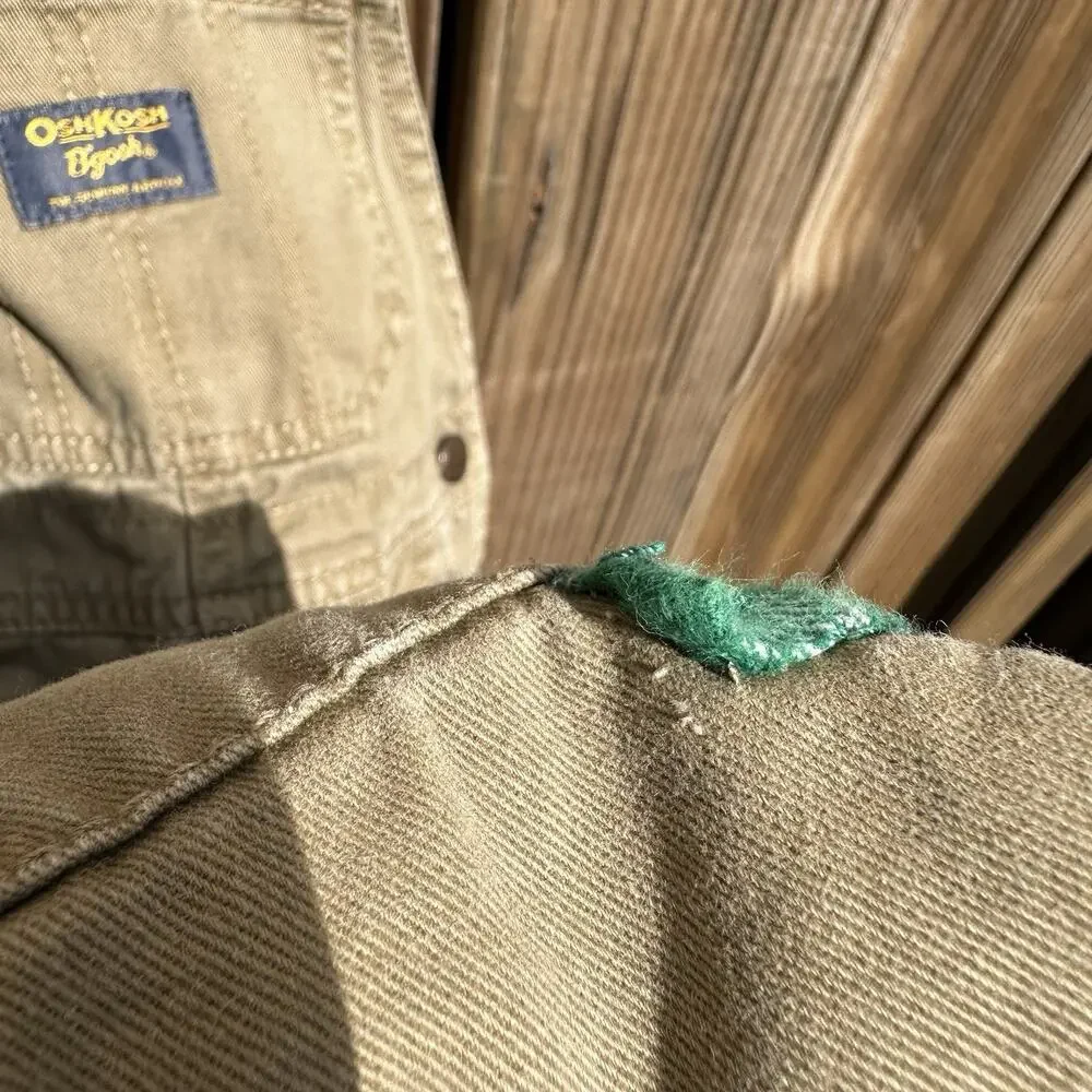 Oshkosh B’gosh Toddler Overalls 18 Months Khaki Plaid‎ Bear Animal